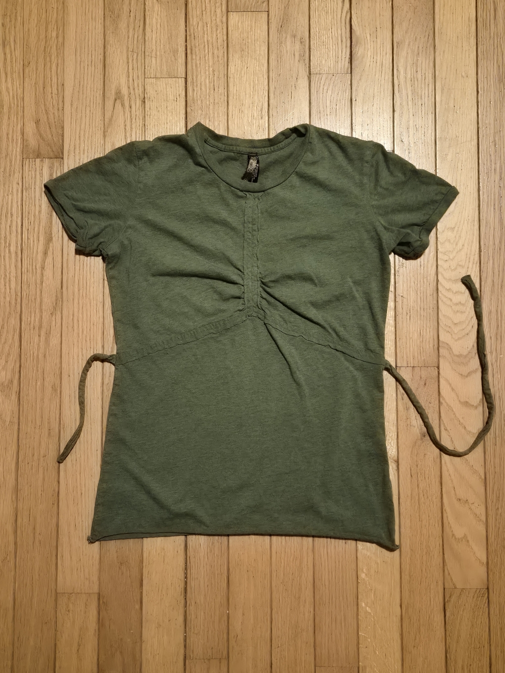 ​Fossil Womens XS Olive Green Cinch Front Short Sleeve Top Y2K